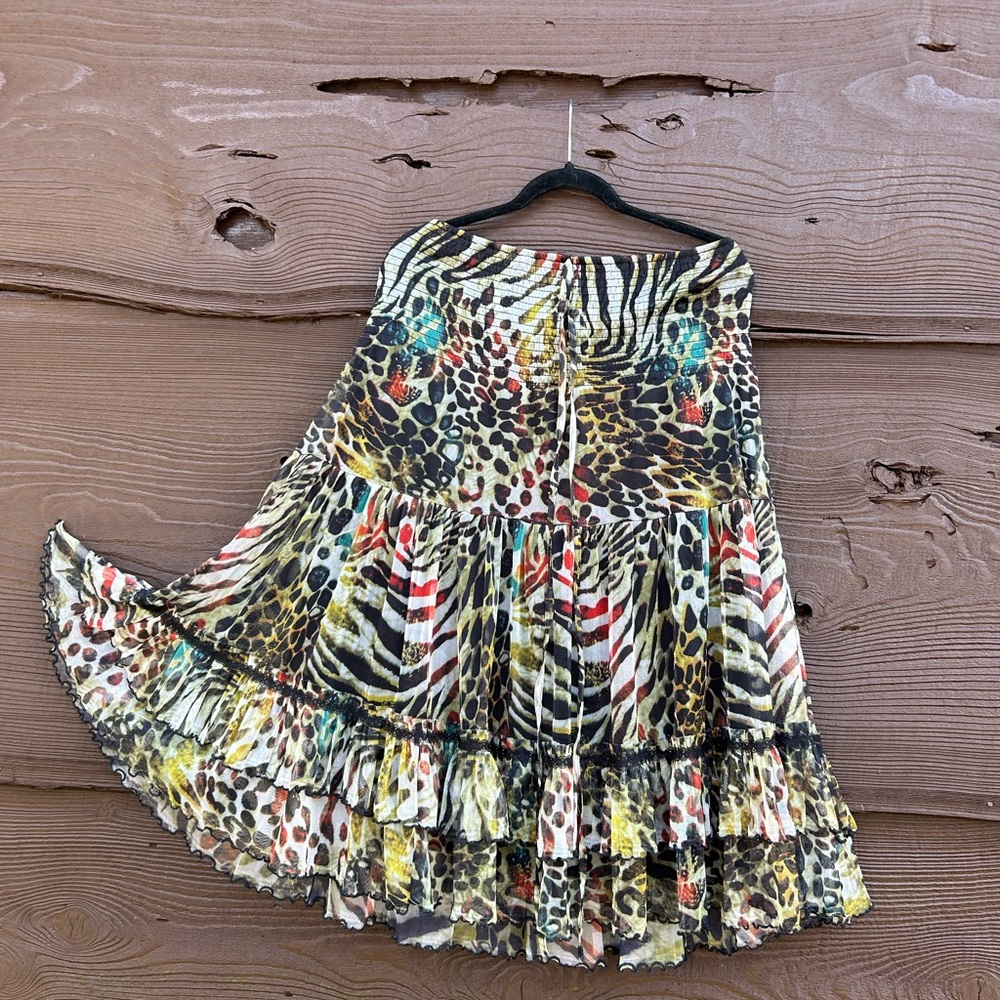 206.LAPIS Women’s Boho Animal Print Tiered Skirt – Lined